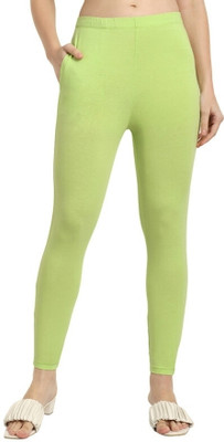 OneSky Ankle Length Western Wear Legging(Light Green, Solid)