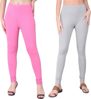 Comfort Lady Churidar Length Ethnic Wear Legging(Pink, Grey, Solid)