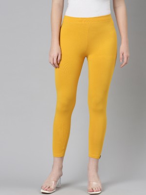 TWIN BIRDS Ankle Length Western Wear Legging(Yellow, Solid)