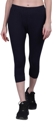 Soultrenz 3/4th/Calf Length Western Wear Legging(Dark Blue, Solid)
