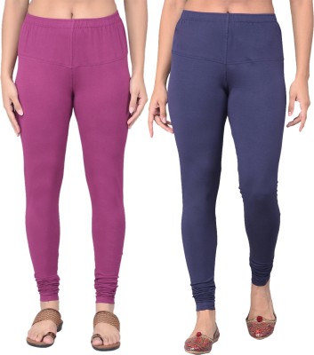 Comfort Lady Churidar Length Ethnic Wear Legging(Dark Blue, Purple, Solid)