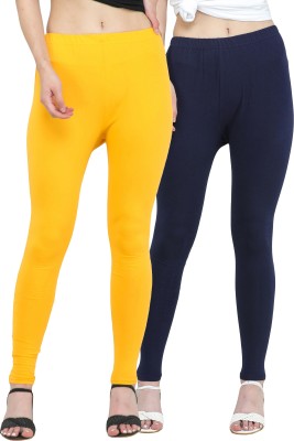 Angelos Fashions Ethnic Wear Legging(Yellow, Dark Blue, Solid)