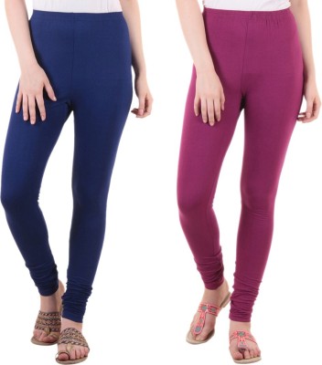 DIAZ Churidar Length Ethnic Wear Legging(Purple, Blue, Solid)