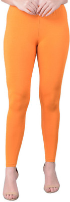 Comfort Lady Ankle Length  Ethnic Wear Legging(Orange, Solid)