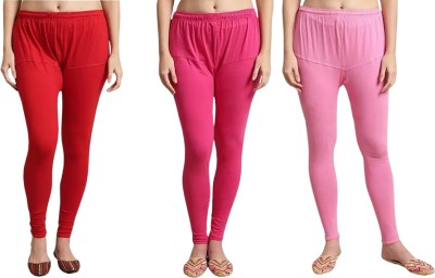 Kanya designs Churidar  Ethnic Wear Legging(Red, Pink, Pink, Solid)