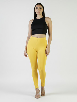 Plus Size Ankle Length  Ethnic Wear Legging(Yellow, Solid)