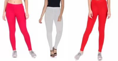 Styllofy Ankle Length Western Wear Legging(Red, White, Pink, Solid)