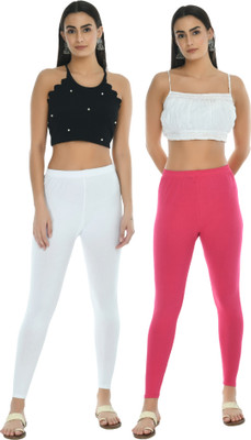 Sukhharta Ankle Length  Western Wear Legging(White, Pink, Solid)