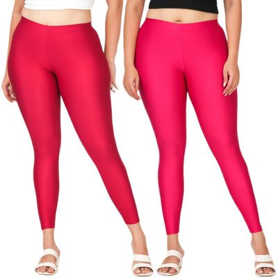 LoveiT Ankle Length Western Wear Legging(Maroon, Pink, Solid)