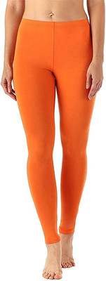 E Solutions Churidar  Ethnic Wear Legging(Orange, Solid)