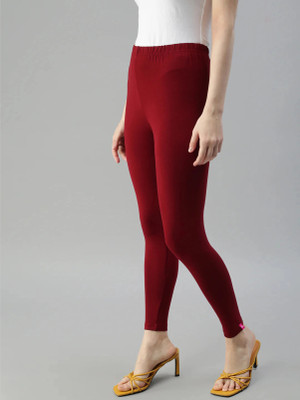 Triangletees Ankle Length Western Wear Legging(Maroon, Solid)