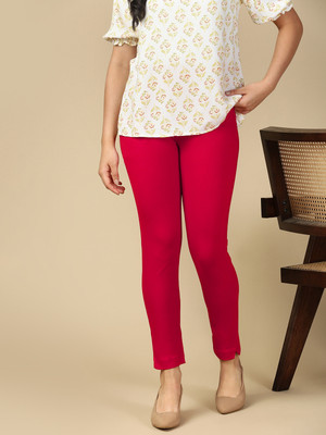 LUX cozi Ankle Length Western Wear Legging(Pink, Solid)