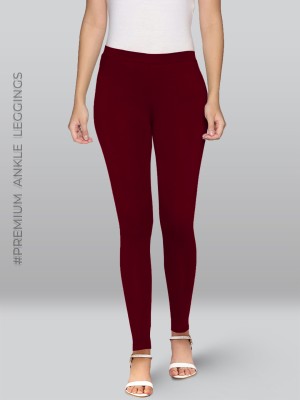 Lyra Ankle Length  Ethnic Wear Legging(Maroon, Solid)