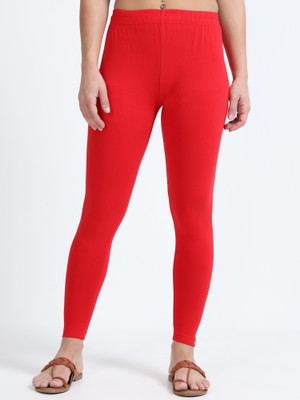 SOFLY Ankle Length  Western Wear Legging(Red, Solid)