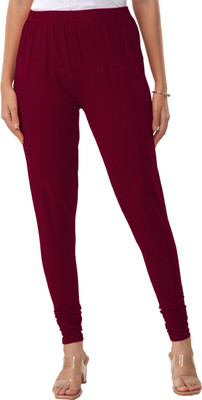 Lyra Churidar  Ethnic Wear Legging(Maroon, Solid)