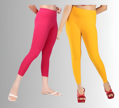chobi star Ankle Length Ethnic Wear Legging(Yellow, Pink, Solid)