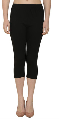 Kanna Fabric 3/4th/Calf Length Western Wear Legging(Black, Solid)