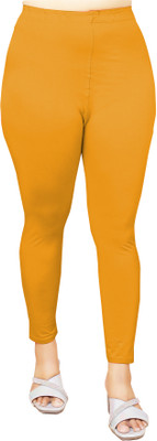 EVERSHINEFABRIC Ankle Length  Western Wear Legging(Yellow, Solid)
