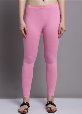 DEVPREET Ankle Length  Western Wear Legging(Pink, Solid)