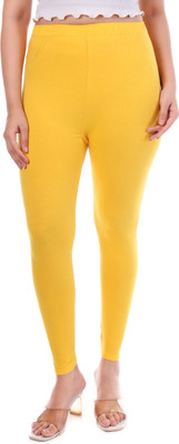 FIT FLICK Ankle Length  Western Wear Legging(Yellow, Solid)