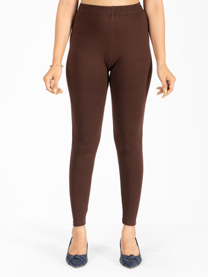 INDIAN FLOWER Ankle Length  Western Wear Legging(Brown, Solid)
