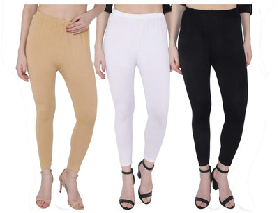 sujata fashion Ankle Length  Ethnic Wear Legging(Black, White, Solid)