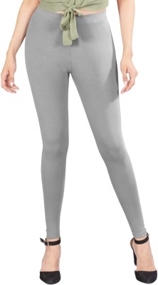 INDIAN FLOWER Ankle Length Western Wear Legging(Grey, Solid)