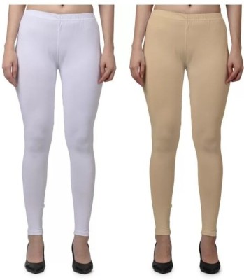 Cozy Zone Ankle Length Ethnic Wear Legging(White, Beige, Solid)