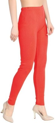 LEEVAJ WORLD Ankle Length Winter Wear Legging(Orange, Solid)