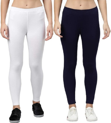 ZAYANQA Ankle Length Western Wear Legging(White, Dark Blue, Solid)