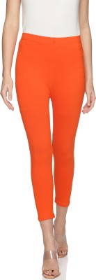 INDIJOY 3/4th/Calf Length Western Wear Legging(Orange, Solid)