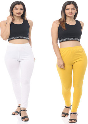 Crepeon Ankle Length Western Wear Legging(Black, White, Solid)