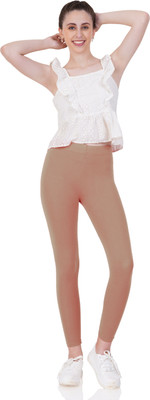 INDIAN FLOWER Ankle Length  Western Wear Legging(Grey, Solid)