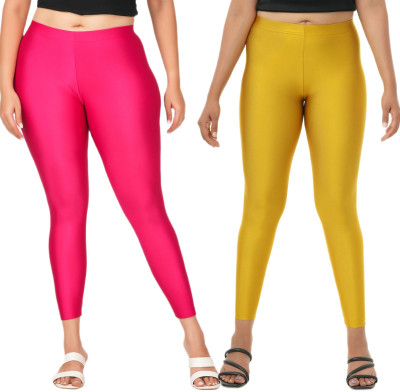 LoveiT Ankle Length Western Wear Legging(Pink, Light Green, Solid)
