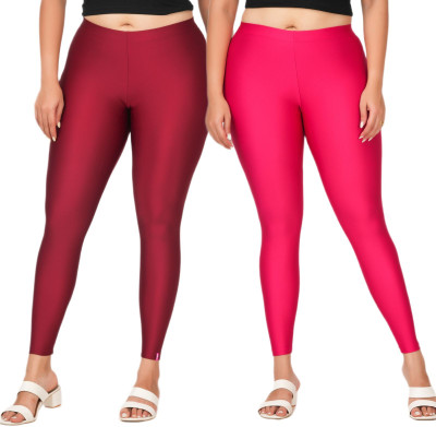 LoveiT Ankle Length Western Wear Legging(Maroon, Pink, Solid)