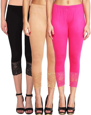 SwaNit 3/4th/Calf Length Western Wear Legging(Black, Beige, Pink, Solid)