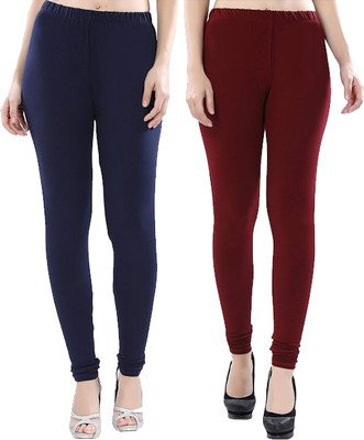 adibaba Churidar  Ethnic Wear Legging(Maroon, Dark Blue, Solid)