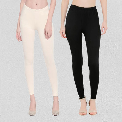 Trend Level Ankle Length Western Wear Legging(Maroon, White, Solid)