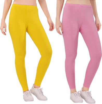 adibaba Ankle Length  Western Wear Legging(Yellow, Pink, Solid)