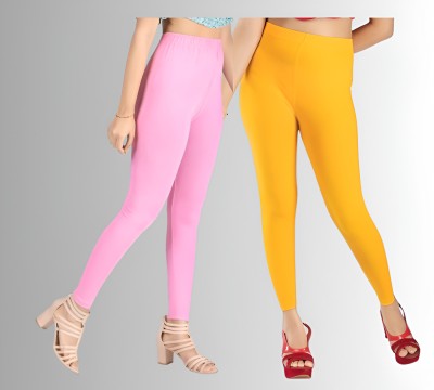 chobi star Ankle Length Ethnic Wear Legging(Yellow, Pink, Solid)