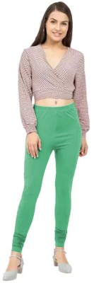 Cute Legs Churidar  Western Wear Legging(Green, Solid)