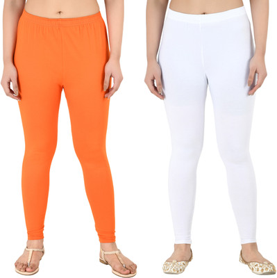 Samiksha Fashion Western Wear Legging(Orange, White, Solid)