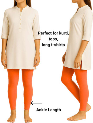 Sriya Fashion Queen Ankle Length Western Wear Legging(Orange, Solid)