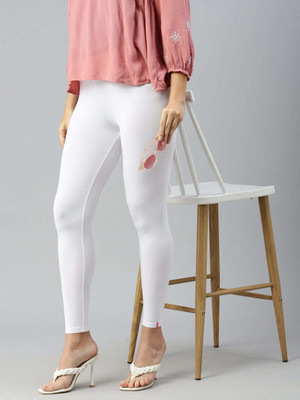 Muskesh Ankle Length  Ethnic Wear Legging(White, Solid)