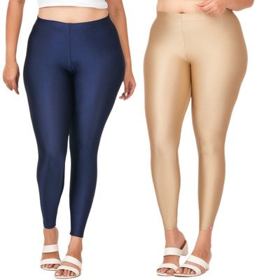 LoveiT Ankle Length Western Wear Legging(Dark Blue, Beige, Solid)