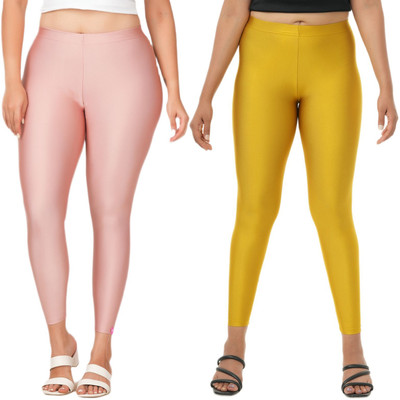 LoveiT Ankle Length Western Wear Legging(Pink, Light Green, Solid)
