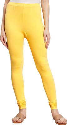 Soft Colors Ankle Length  Ethnic Wear Legging(Yellow, Solid)