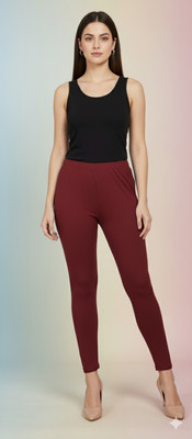 ELIstyles Ankle Length  Ethnic Wear Legging(Maroon, Solid)