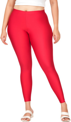 LoveiT Ankle Length Western Wear Legging(Red, Solid)