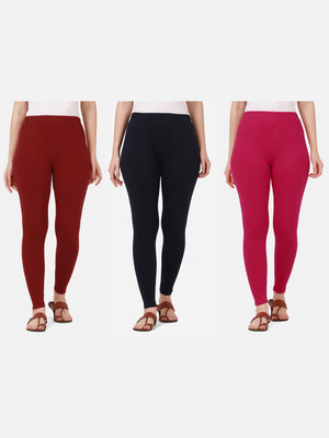 BuyNewTrend Ankle Length Western Wear Legging(Maroon, Dark Blue, Pink, Solid)